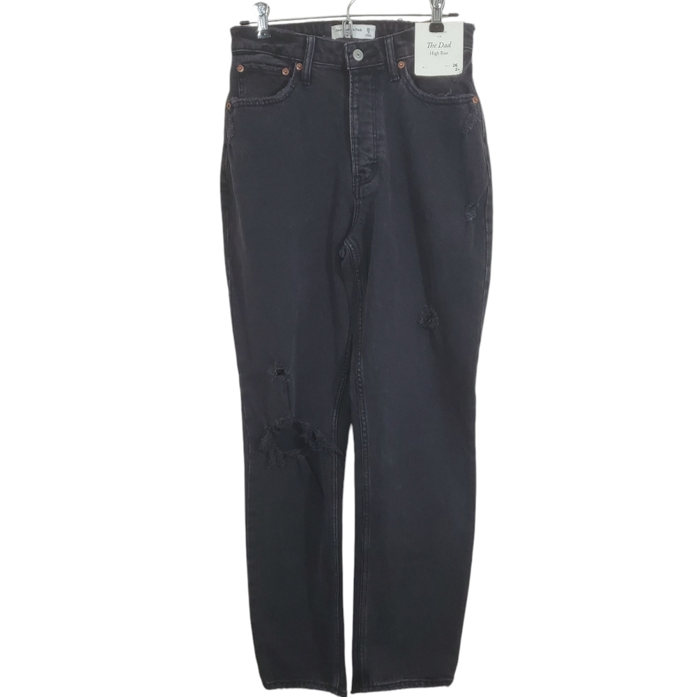 NWT Abercrombie & Fitch Jeans Curve Love The Dad High Rise Black Size 26